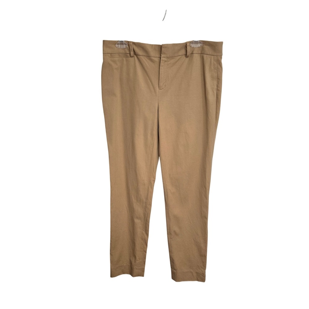Crown & Ivy Womens Khaki Ankle Pants Size 8 Tan Stretch Chino Trousers